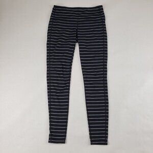 Athleta Full Length Striped Leggings Black Womens Small Midrise Athletic